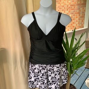 Ladies Athleta Bra Sized Black Tankini Size 38D/DD w/ Underwire